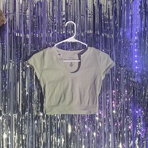 EST. PAC 1980 white ribbed cropped top